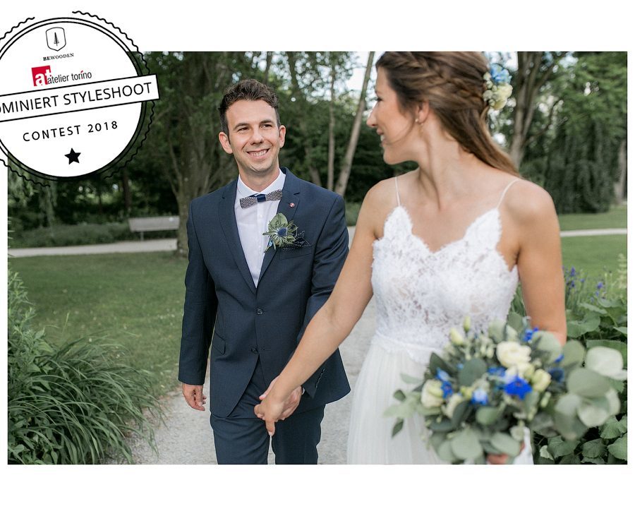 Heiraten in Öhringen | Hochzeitsinspiration in den Farben aquarellblau, grau und weiß mit goldenen Akzenten